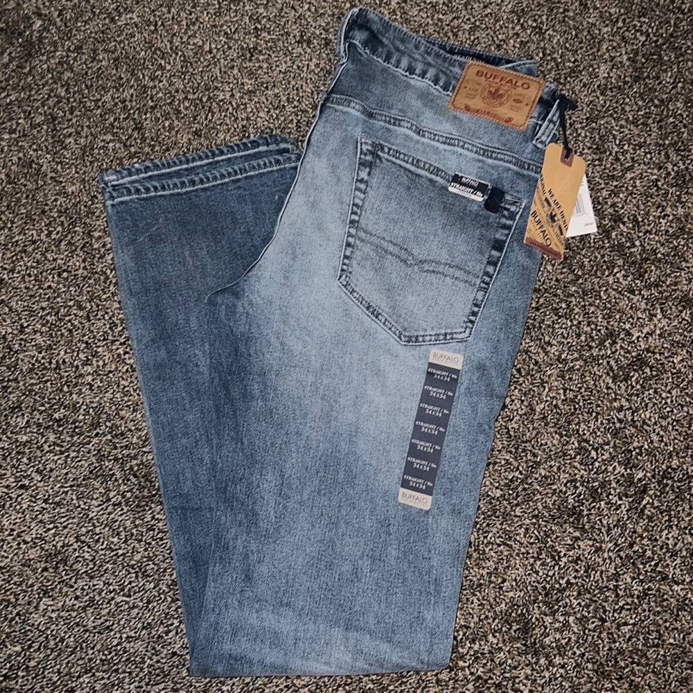 Buffalo Straight Six Whiskered Blue Jeans
